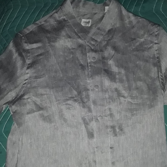 Armani Collezioni Other - ARMANI COLLECZI0N L silver dress shirt with snaps Armani Collezioni Other - ARMANI COLLECZI0N L silver dress shirt with snaps
